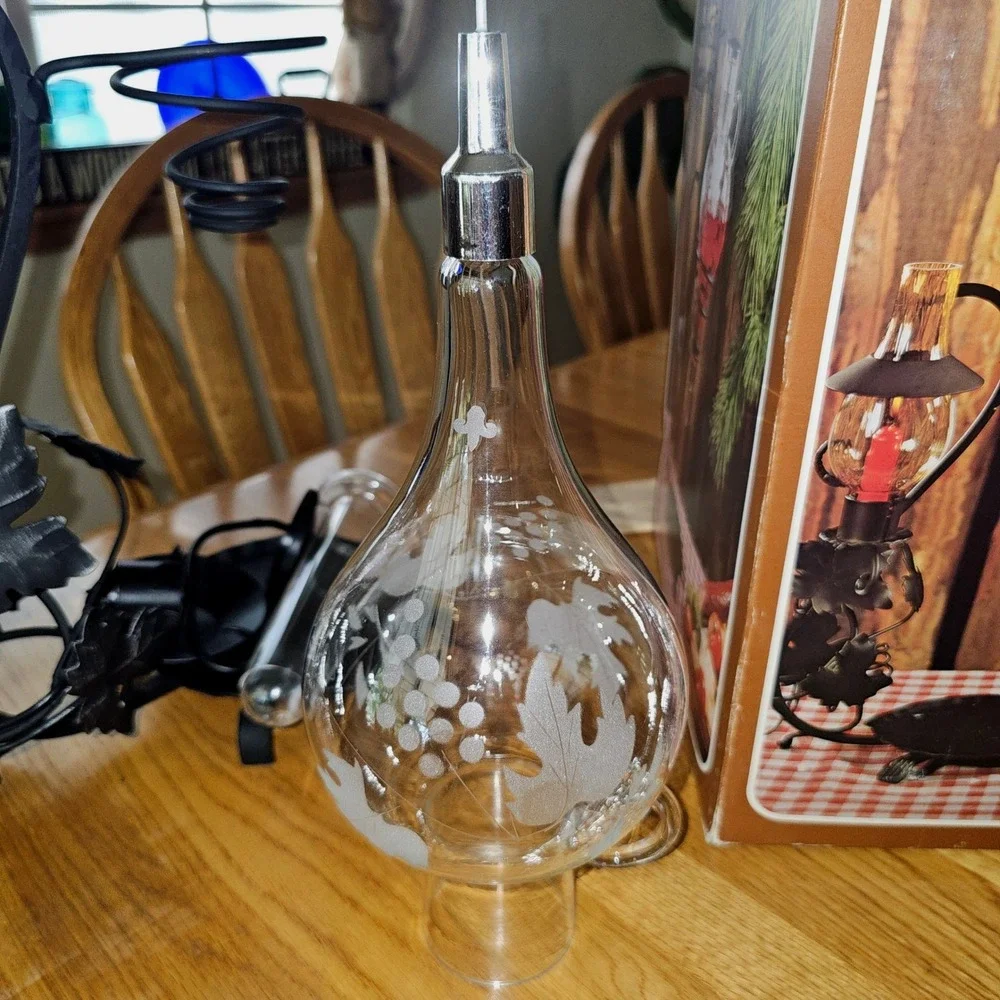 Vintage Austrian Made Etched Glass Wine Areator with Candle Stand